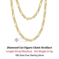 Dazzle Dime® 925 Sterling Silver Figaro Chain Necklace for Men & Women – 3.3mm/5mm/7mm | Rhodium/Gold Plated | Trendy Statement Jewelry