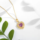 18K Gold Natural Amethyst Heart Necklaces Pendant Original Design for Women Anniversary Party Gift Fine Jewelry