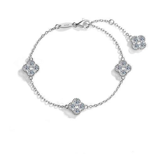 Dazzle Dime D Color 2.4CT (25 Sterling Moissanite Bracelets Lucky Bangles Wedding Birthday Party Clover Gifts Jewelry