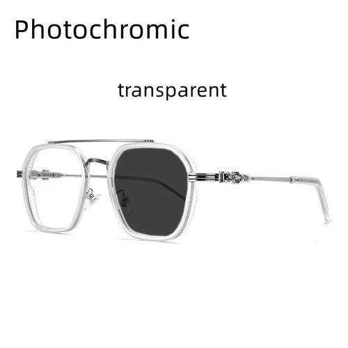 Retro Polygonal Alloy Glasses Frame – Photochromic Eyeglasses & Sunglasses for Men and Women