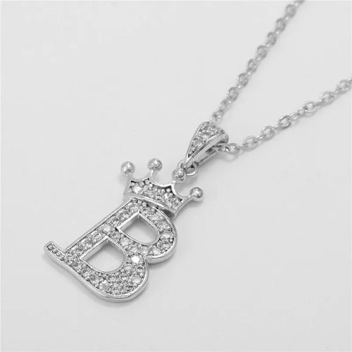  Crown Moissanite Alphabet Pendant Necklace – 925 Sterling Silver A-Z Initials with Gold Plating
