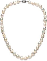 Dazzle Dime® AA Quality Freshwater Cultured Pearl Necklace – 8-9mm/9-10mm Pearls with Sterling Silver Clasp | Classic Strand for Women