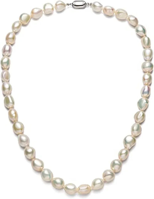 Dazzle Dime® AA Quality Freshwater Cultured Pearl Necklace – 8-9mm/9-10mm Pearls with Sterling Silver Clasp | Classic Strand for Women