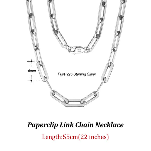 Dazzle Dime® 14K Gold Plated 925 Sterling Silver Paperclip Chain Necklace – 3.6mm/5mm/7mm | Unisex Link Necklace for Women & Men