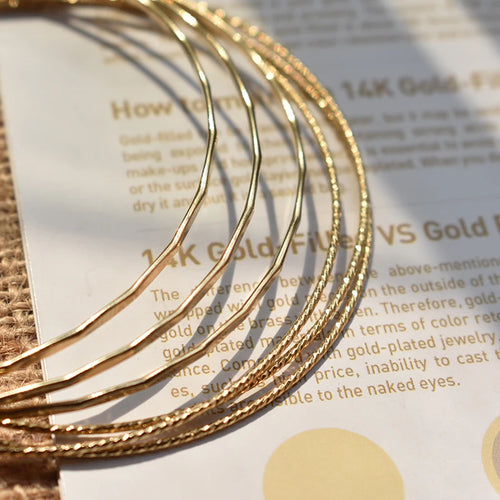 Dazzle Dime® 14K Gold-Filled Stacking Bangle | Handmade Closed Bracelet | Vintage Boho Charm Bracelet | Tarnish-Resistant Bridesmaid Gift