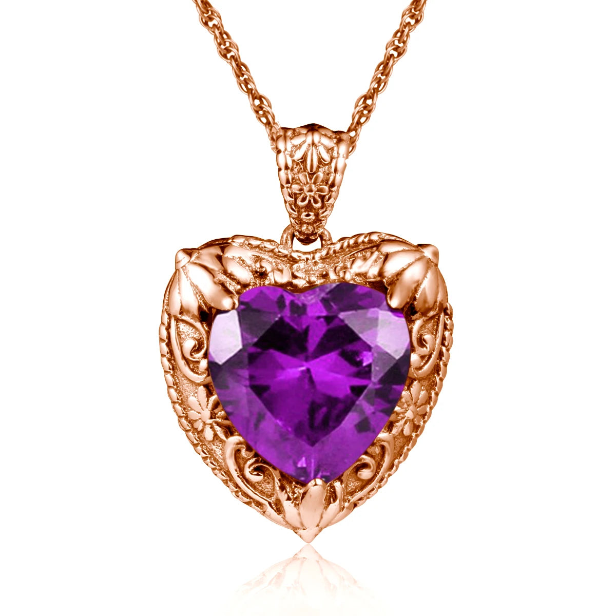 Gold Red Ruby Heart Necklace for Women – 18K Yellow Gold Plated Sterling Silver, 15x15mm Synthetic Ruby, Victorian Pendant, Luxury Jewelry Gift for Valentine’s Day