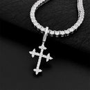 8MM Full Moissanite Cross Pendant – S925 Sterling Silver White Gold for Men & Women