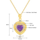 18K Gold Natural Amethyst Heart Necklaces Pendant Original Design for Women Anniversary Party Gift Fine Jewelry