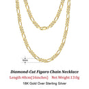 Dazzle Dime® 925 Sterling Silver Figaro Chain Necklace for Men & Women – 3.3mm/5mm/7mm | Rhodium/Gold Plated | Trendy Statement Jewelry