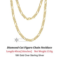 Dazzle Dime® 925 Sterling Silver Figaro Chain Necklace for Men & Women – 3.3mm/5mm/7mm | Rhodium/Gold Plated | Trendy Statement Jewelry