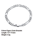 Dazzle Dime® 925 Sterling Silver Figaro Chain Necklace for Men & Women – 3.3mm/5mm/7mm | Rhodium/Gold Plated | Trendy Statement Jewelry