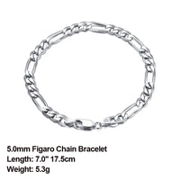 Dazzle Dime® 925 Sterling Silver Figaro Chain Necklace for Men & Women – 3.3mm/5mm/7mm | Rhodium/Gold Plated | Trendy Statement Jewelry