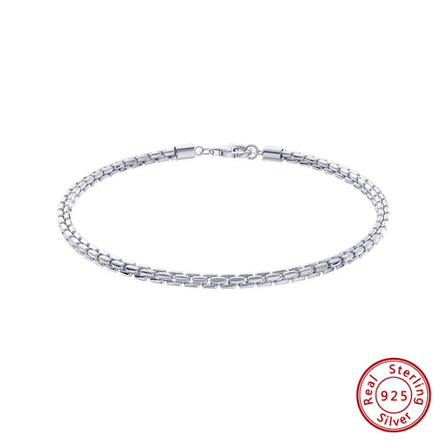 Dazzle Dime® Italian 3mm Round Box Chain Bracelet for Men | S925 Sterling Silver Hand Chain