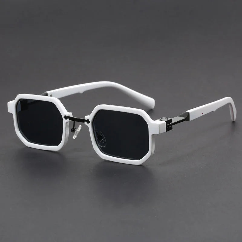 Polygonal Small Frame Glasses – Flat Mirror with Artistic Concave Design for Men and Women