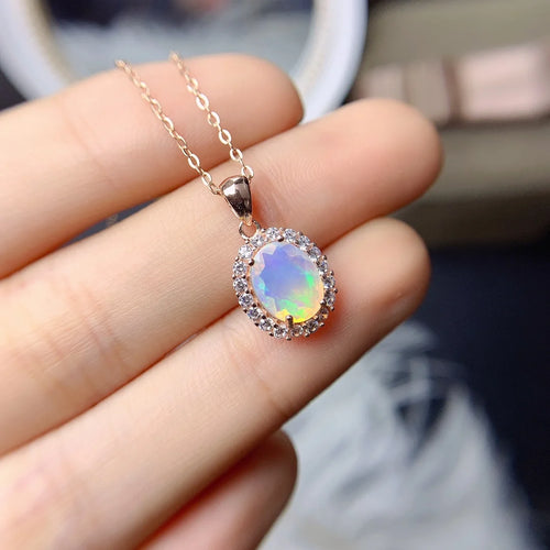 Dazzle Dime® Genuine Ethiopian Opal Jewelry Set | 925 Sterling Silver Ring & Pendant