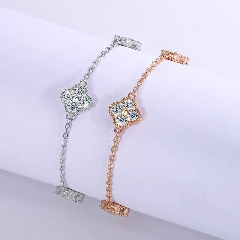 Dazzle Dime D Color 2.4CT (25 Sterling Moissanite Bracelets Lucky Bangles Wedding Birthday Party Clover Gifts Jewelry