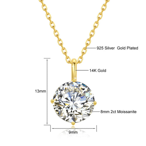 Dazzle Dime® 14K Gold Moissanite Pendant | AU585 Certified | Elegant Fine Jewelry for Women