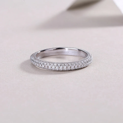 925 Sterling Silver D Color Moissanite Eternity Ring – Wedding Band in White Gold Plating