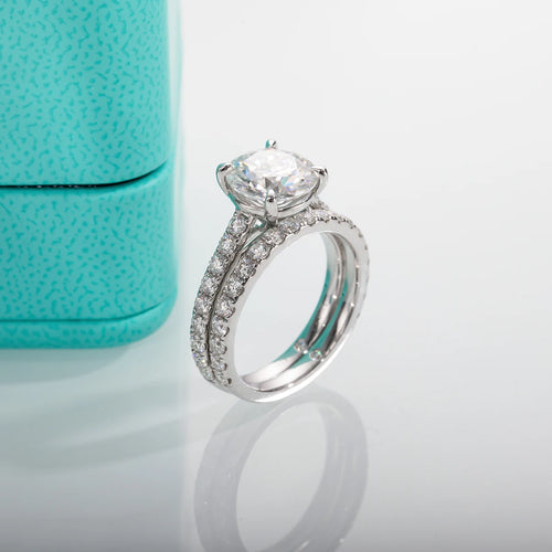 Dazzle Dime 3CT to 4.15CT D Color Moissanite Bridal Set Hallmarked 925 Sterling with GRA Certificate