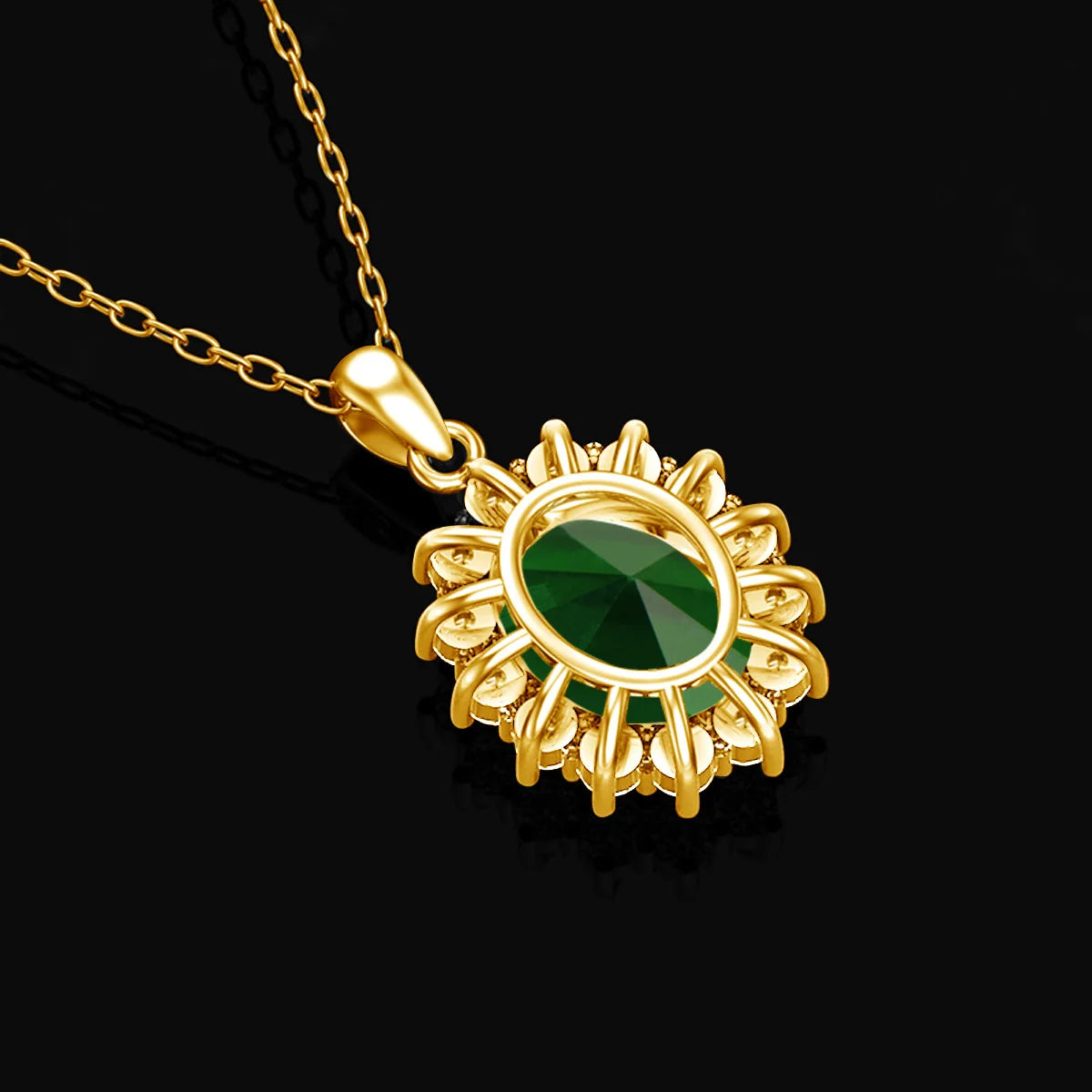 Dazzle Dime® Princess Diana Inspired Emerald Necklace | 18K Gold Plated Sterling Silver | Luxury Victorian Jewelry for Women