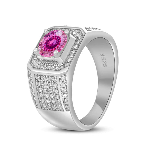 1CT Moissanite Ring for Men – 6.5mm D Color Stone | 925 Sterling Silver with 18K Platinum Plating | GRA Certified Hip-Hop Wedding Band