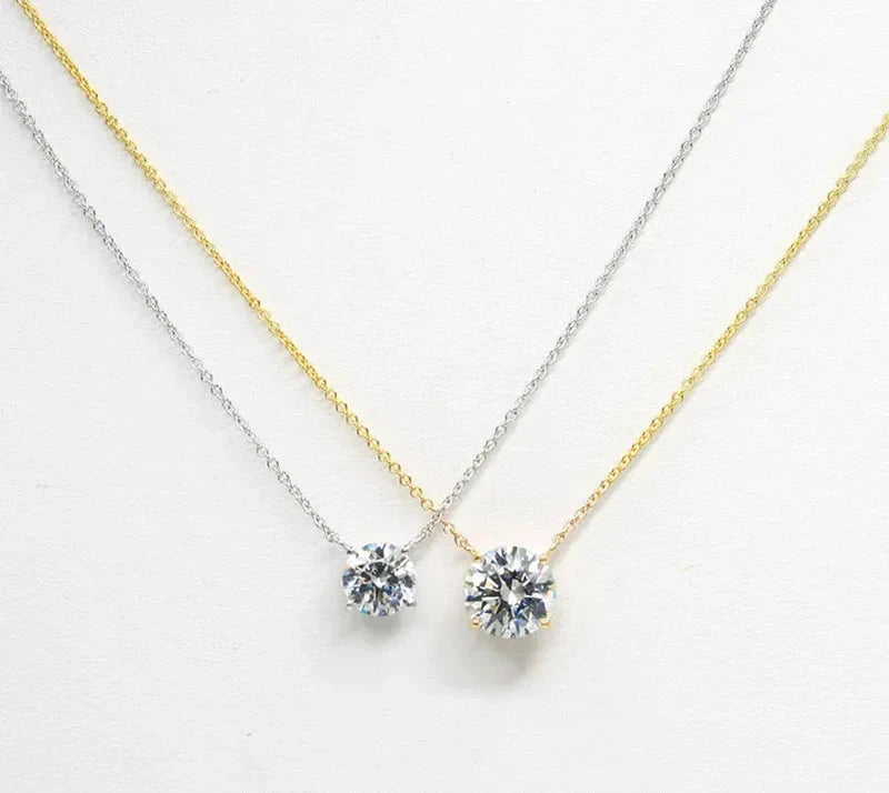 Dazzle Dime 1CT 2CT 3CT Moissanite Pendant Necklace for Hallmarked 925 Silver Chains Solitaire Drop Necklaces