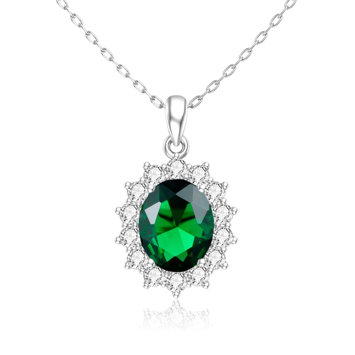 Dazzle Dime® Princess Diana Inspired Emerald Necklace | 18K Gold Plated Sterling Silver | Luxury Victorian Jewelry for Women