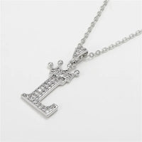  Crown Moissanite Alphabet Pendant Necklace – 925 Sterling Silver A-Z Initials with Gold Plating