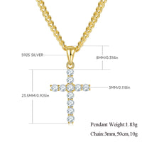 Hip-Hop Fashion S925 Sterling Silver Full Moissanite Cross Pendant Necklace – Unisex Jewelry