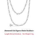 Dazzle Dime® 925 Sterling Silver Figaro Chain Necklace for Men & Women – 3.3mm/5mm/7mm | Rhodium/Gold Plated | Trendy Statement Jewelry