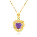 18K Gold Natural Amethyst Heart Necklaces Pendant Original Design for Women Anniversary Party Gift Fine Jewelry