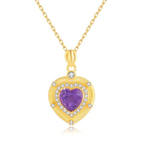 18K Gold Natural Amethyst Heart Necklaces Pendant Original Design for Women Anniversary Party Gift Fine Jewelry