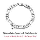 Dazzle Dime® 925 Sterling Silver Figaro Chain Necklace for Men & Women – 3.3mm/5mm/7mm | Rhodium/Gold Plated | Trendy Statement Jewelry