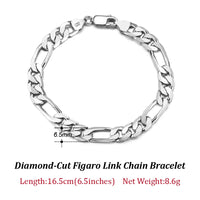 Dazzle Dime® 925 Sterling Silver Figaro Chain Necklace for Men & Women – 3.3mm/5mm/7mm | Rhodium/Gold Plated | Trendy Statement Jewelry