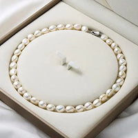 Dazzle Dime® AA Quality Freshwater Cultured Pearl Necklace – 8-9mm/9-10mm Pearls with Sterling Silver Clasp | Classic Strand for Women