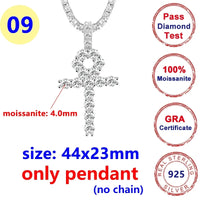 8MM Full Moissanite Cross Pendant – S925 Sterling Silver White Gold for Men & Women