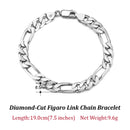 Dazzle Dime® 925 Sterling Silver Figaro Chain Necklace for Men & Women – 3.3mm/5mm/7mm | Rhodium/Gold Plated | Trendy Statement Jewelry