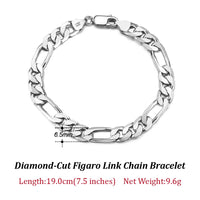 Dazzle Dime® 925 Sterling Silver Figaro Chain Necklace for Men & Women – 3.3mm/5mm/7mm | Rhodium/Gold Plated | Trendy Statement Jewelry