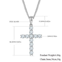 Hip-Hop Fashion S925 Sterling Silver Full Moissanite Cross Pendant Necklace – Unisex Jewelry