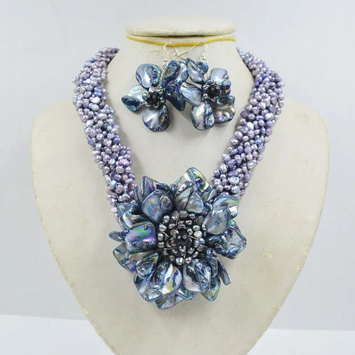 Natural Baroque Pearl & Shell Flower Necklace – 50cm Luxury Women’s Jewelry for Wedding, Party & Gift Occasions