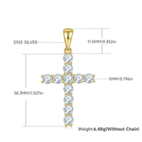 Hip-Hop Fashion S925 Sterling Silver Full Moissanite Cross Pendant Necklace – Unisex Jewelry