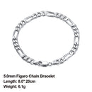 Dazzle Dime® 925 Sterling Silver Figaro Chain Necklace for Men & Women – 3.3mm/5mm/7mm | Rhodium/Gold Plated | Trendy Statement Jewelry
