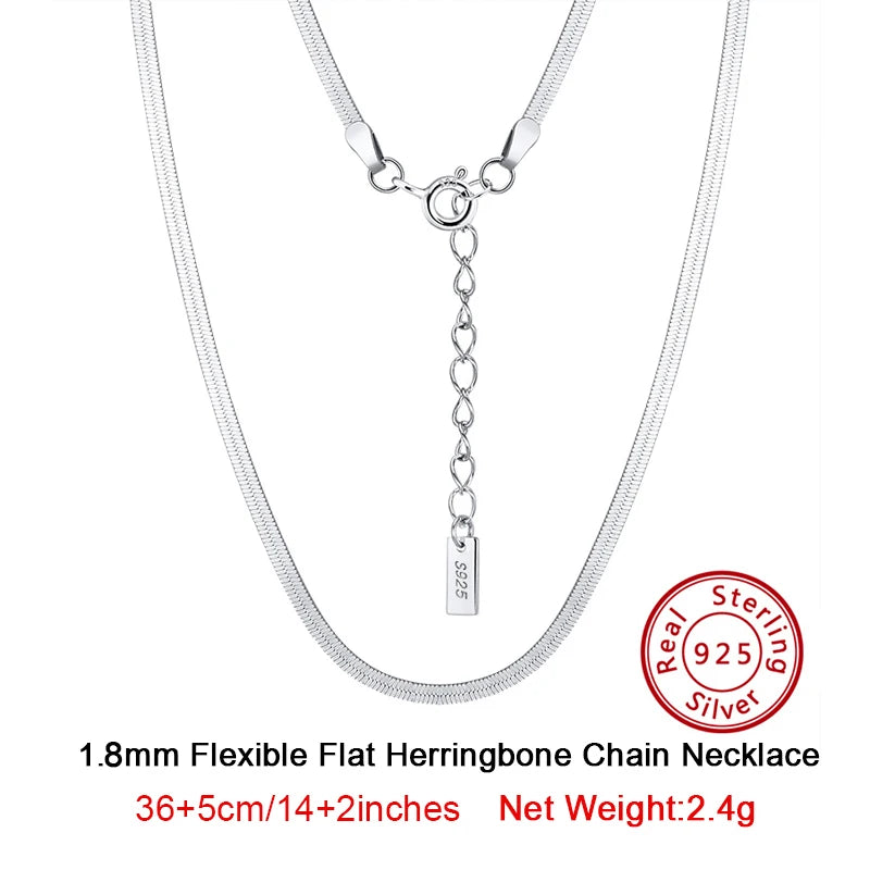 Dazzle Dime® 3mm Herringbone Snake Chain Necklace – 14K Gold Plated 925 Sterling Silver | Flexible Flat Chain for Women SC35