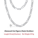 Dazzle Dime® 925 Sterling Silver Figaro Chain Necklace for Men & Women – 3.3mm/5mm/7mm | Rhodium/Gold Plated | Trendy Statement Jewelry