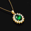 Dazzle Dime® Princess Diana Inspired Emerald Necklace | 18K Gold Plated Sterling Silver | Luxury Victorian Jewelry for Women