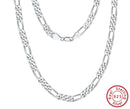 Dazzle Dime® 925 Sterling Silver Figaro Chain Necklace for Men & Women – 3.3mm/5mm/7mm | Rhodium/Gold Plated | Trendy Statement Jewelry