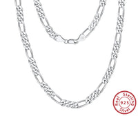 Dazzle Dime® 925 Sterling Silver Figaro Chain Necklace for Men & Women – 3.3mm/5mm/7mm | Rhodium/Gold Plated | Trendy Statement Jewelry
