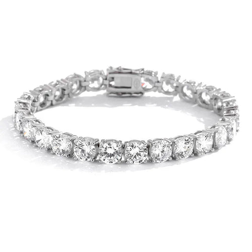 Dazzle Dime 2Mm Moissanite Tennis Bracelet Hallmarked 925 Sterling 18K Plated White Gold Sparkling Party Jewelry