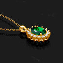 Dazzle Dime® Princess Diana Inspired Emerald Necklace | 18K Gold Plated Sterling Silver | Luxury Victorian Jewelry for Women