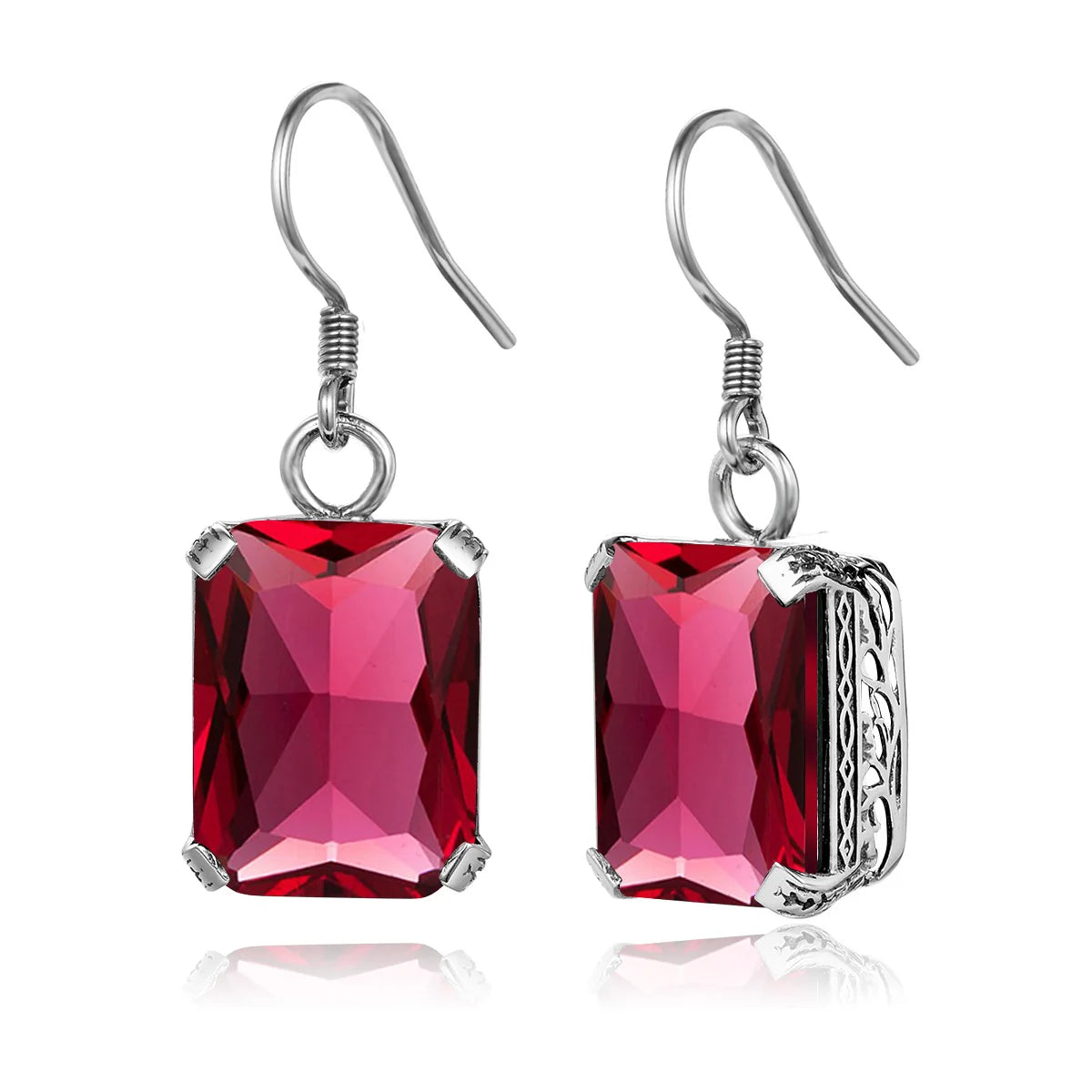 Dazzle Dime® Amethyst Sterling Silver Earrings – Square White Gold-Plated Gemstone Fine Jewelry for Women